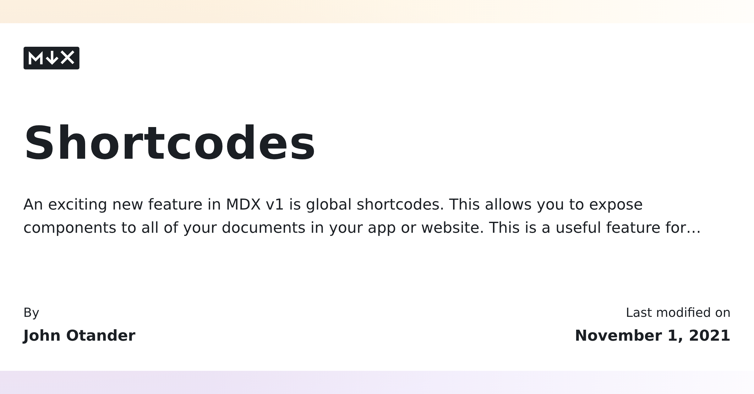 Shortcodes | MDX