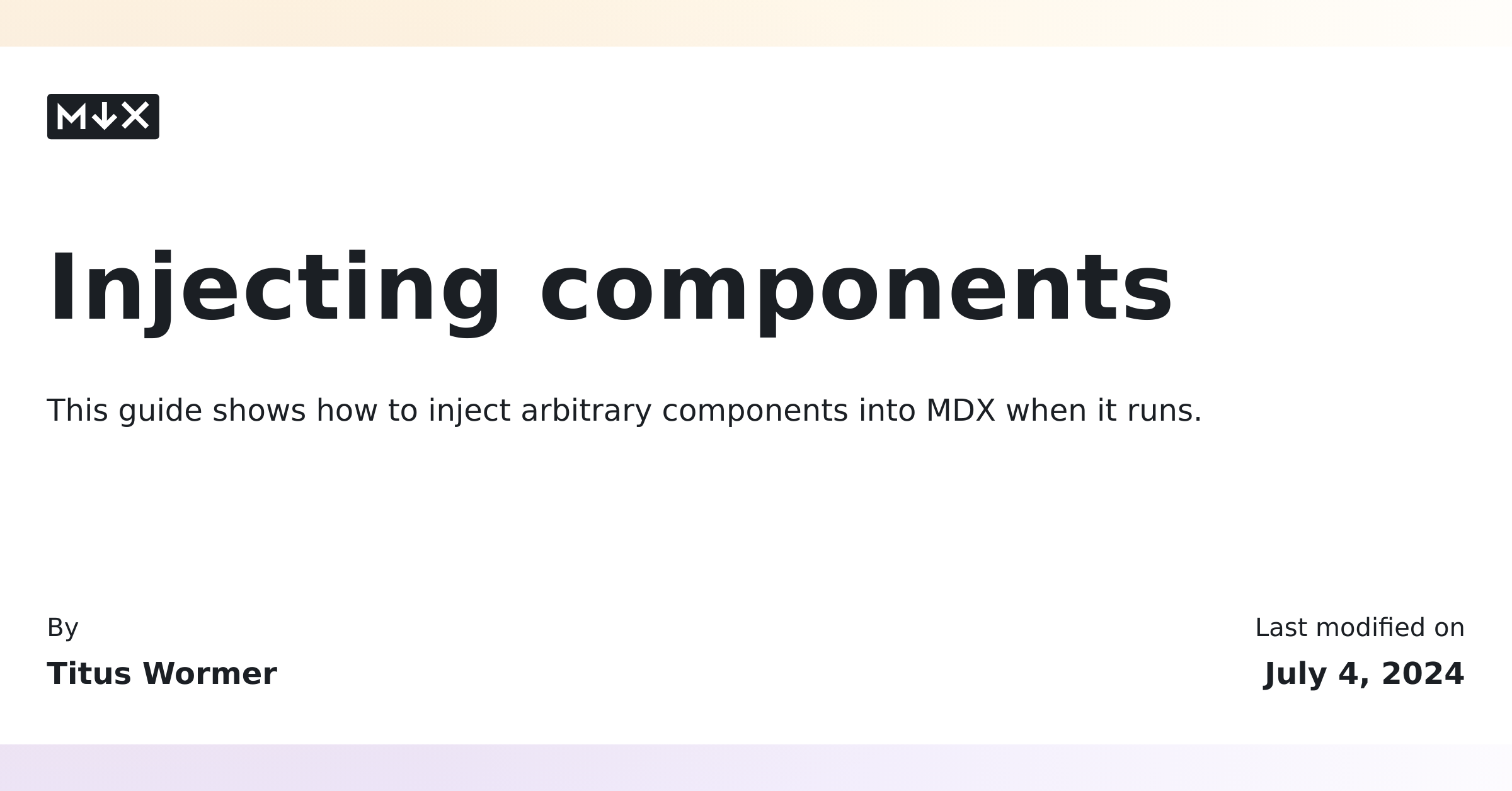 Injecting components | MDX