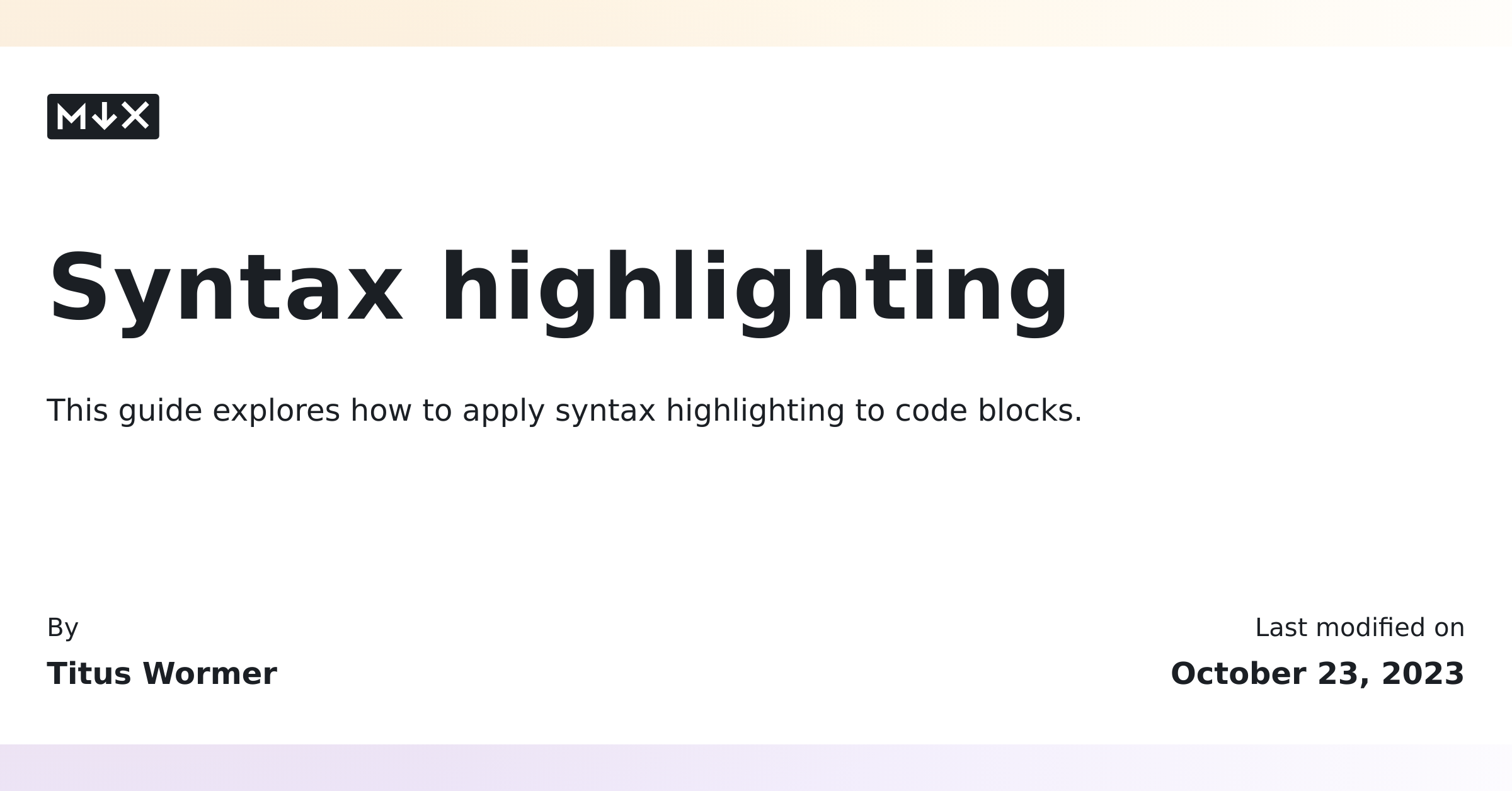 Syntax highlighting MDX